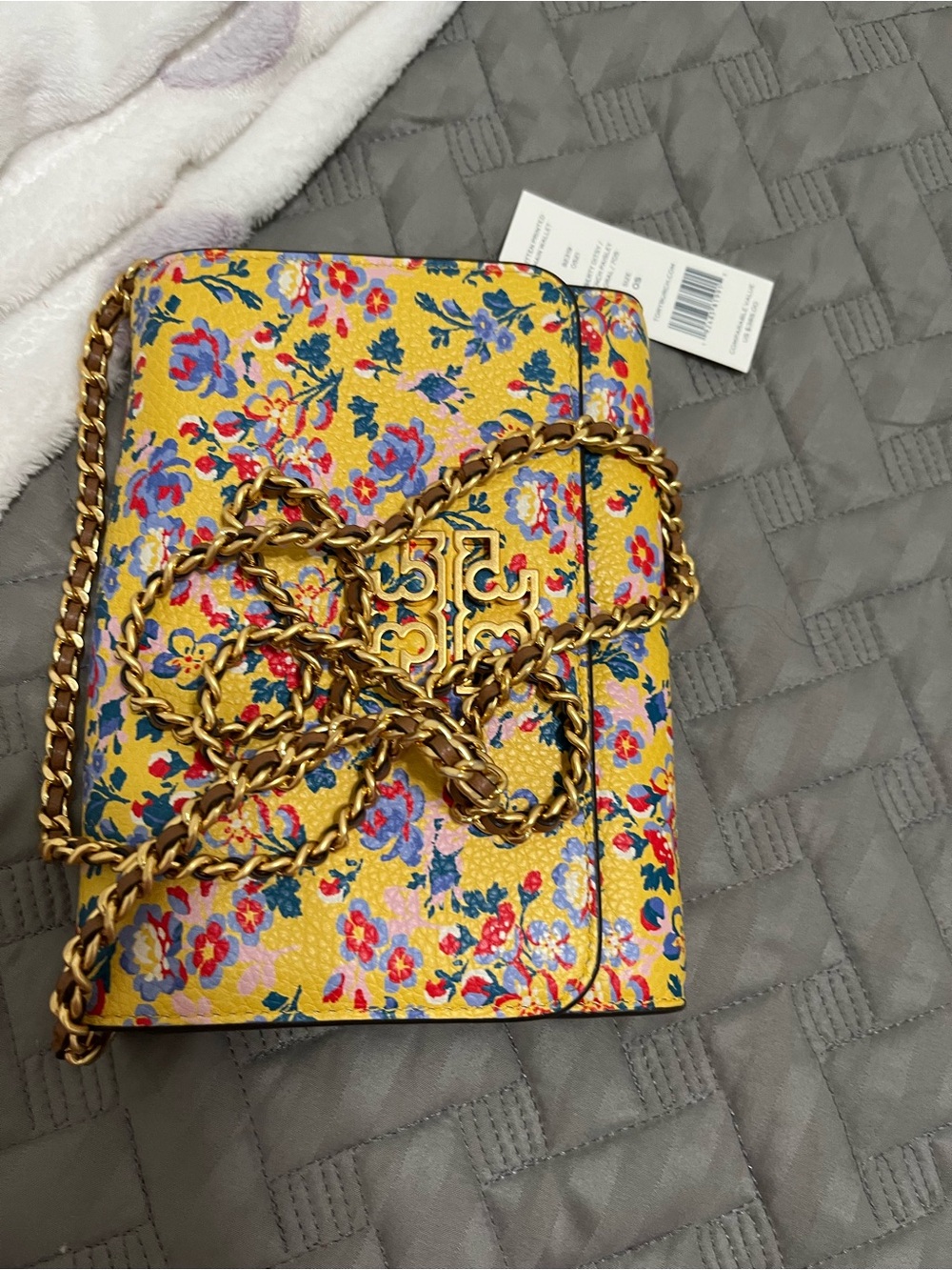 Tory Burch Yellow Floral Leather Crossbody with Gold Logo - Picture 15 of 15